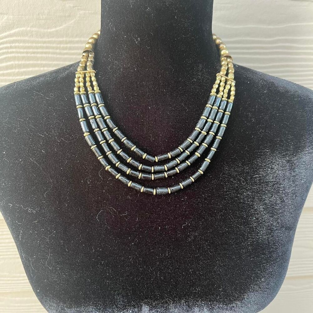 Vintage Black and Gold Layered Necklace